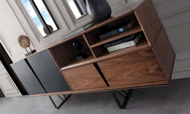 Dining corner Dining room Dining table Set 2-piece Sideboard Dining room table Brown Wood