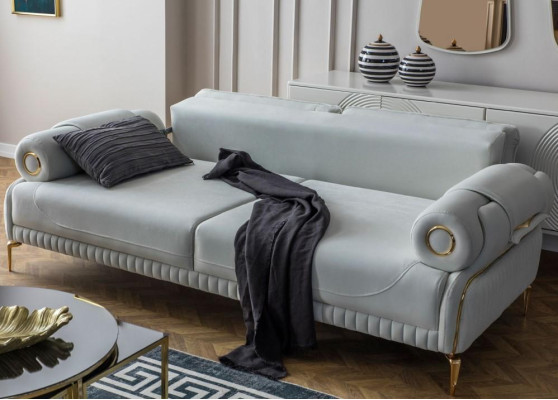 Couch set three-seater armchair couch upholstered sofa fabric sofa blue 3-piece