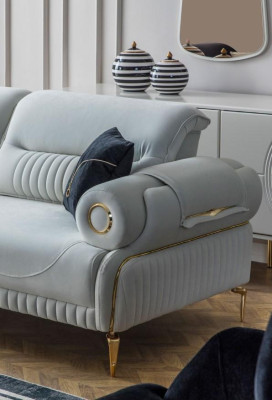Couch set three-seater armchair couch upholstered sofa fabric sofa blue 3-piece