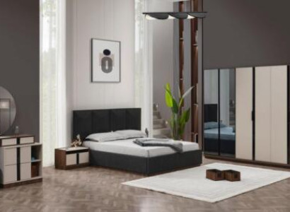 Complete e Double bed Bed Bedside tables Wardrobe Beige 6pcs Bedroom