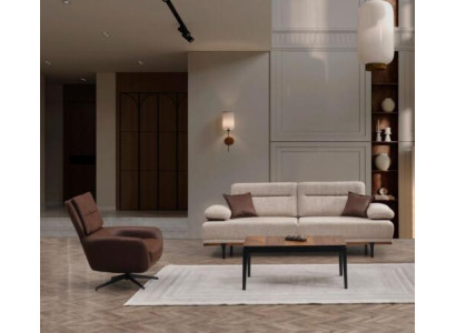 Sofa set fabric sofa three-seater armchair couch beige 2-piece upholstered sofa