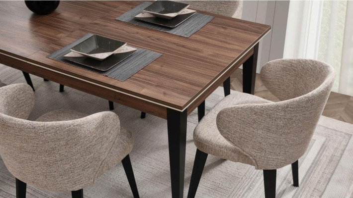 Dining set Wood dinette Dining room Dining table Chairs Set 7pcs Brown Table