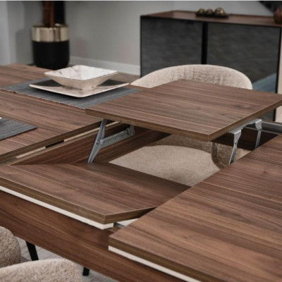 Dining set Wood dinette Dining room Dining table Chairs Set 7pcs Brown Table