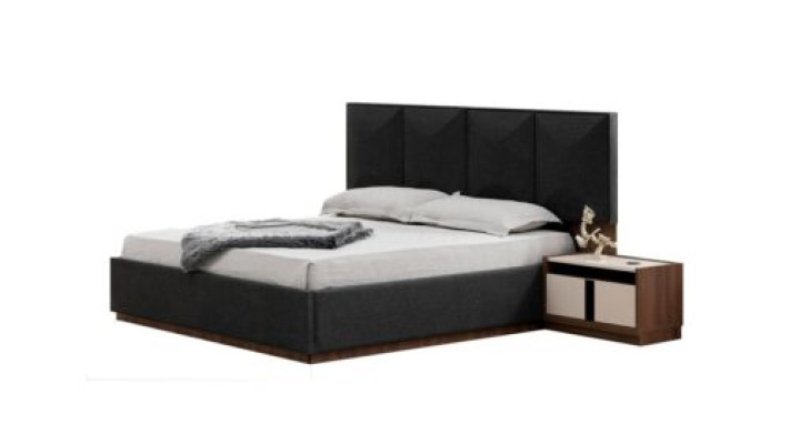 Double bed Suite Bed Bedside tables Gray 3-piece Wood Bedroom Set