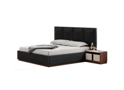 Double bed Suite Bed Bedside tables Gray 3-piece Wood Bedroom Set