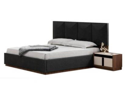 Double bed Suite Bed Bedside tables Gray 3-piece Wood Bedroom Set