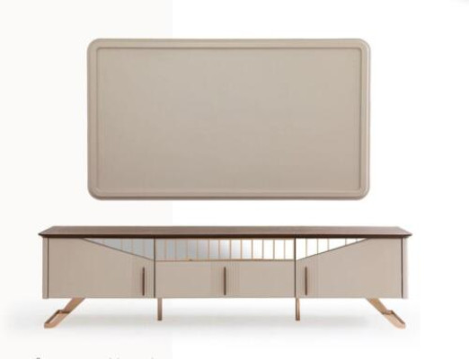 Living room TV stand wall panel TV cabinet lowboard sideboard wood beige