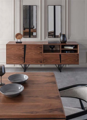 Group Dining room Dining table Set 2-piece Sideboard Dining room table Brown Wood