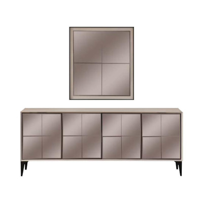 Suite Dining table 2-piece Sideboard Dining room table Wood White Chest of drawers