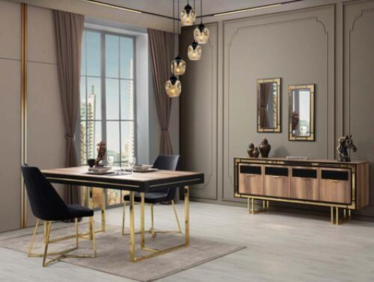 Dining room furniture Dining table Brown 2-piece sideboard Dining room table Wood Table