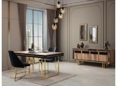 Dining room furniture Dining table Brown 2-piece sideboard Dining room table Wood Table