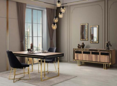 Dining room furniture Dining table Brown 2-piece sideboard Dining room table Wood Table