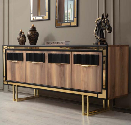 Dining room furniture Dining table Brown 2-piece sideboard Dining room table Wood Table