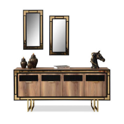 Dining room furniture Dining table Brown 2-piece sideboard Dining room table Wood Table