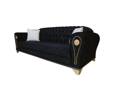 Corner sofa Living landscape Couch Corner suite Upholstery Velvet fabric Furniture Design Gray