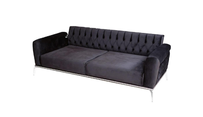 Modern living room set 2 soft Chesterfield sofas + modern black armchair