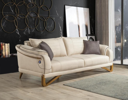 Sofa set Set Beige with wooden frame 3+1 Seater Couches Sets Furniture