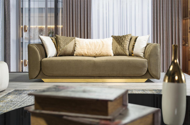 Designer sofa 3-seater green fabric sofa sofa upholstery sofas textiles couch