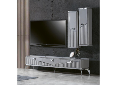 TV-cabinet sideboard tv stand television wall wall unit lowboard gray high gloss