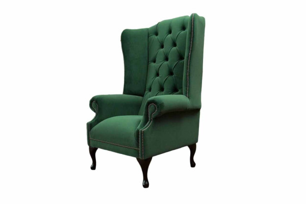 Green Wing Chair Armchair Design Upholstery Sofa Chesterfield Textile Living room