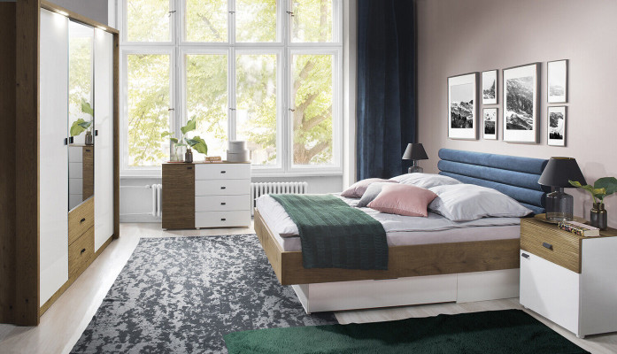 Design Bedroom 5 pcs. Set Bed Bedside tables Chest of drawers Wardrobe