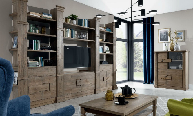 Wall unit cabinet system Living room Wardrobe Country house Chest of drawers TV