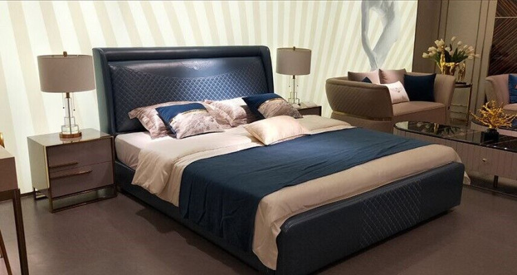 Classic Upholstery Leather Velvet Double Bed Luxury Design Beds Double Marriage new