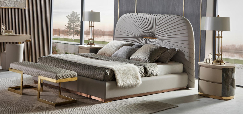 Designer Bed Bedroom Beds Textile Hotel Luxury Upholstery Seat Fabric Italy