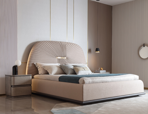 Fabric Design Bed Double Beds Luxury Marriage Modern Hotel Frame Sleep Room