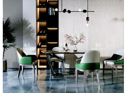 Designer Dining Room Chair Set Metal Tables Armchair 4x Chairs + Table Suite