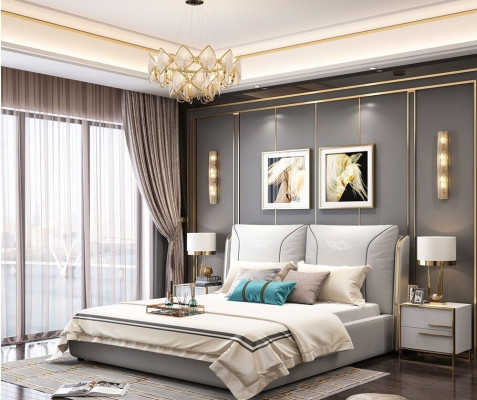 Complete's Set Bed 2x Bedside table 3 pcs. Bedroom Sets Designer Luxury Beds
