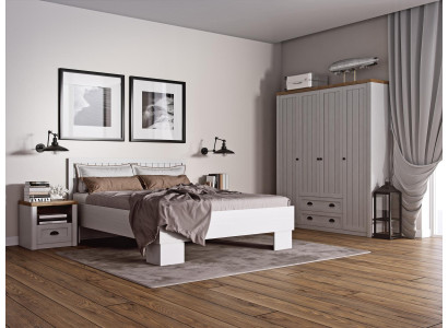 Bed Bedside table Wardrobe 4-piece Bedroom Set Design Artdeco Country House