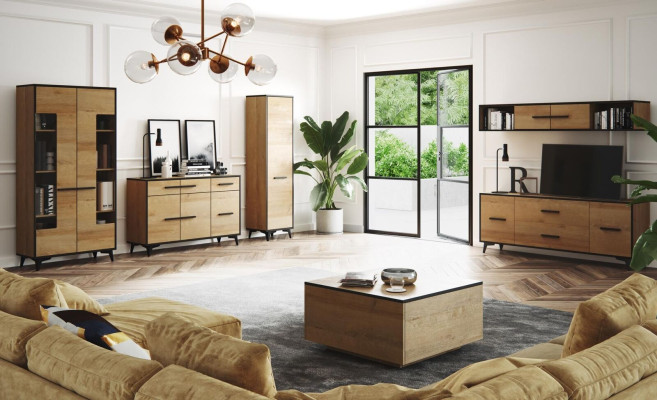 Chest of drawers Wardrobe TV stand Shelf Living room 6 pieces. Furniture Wall unit living wall set