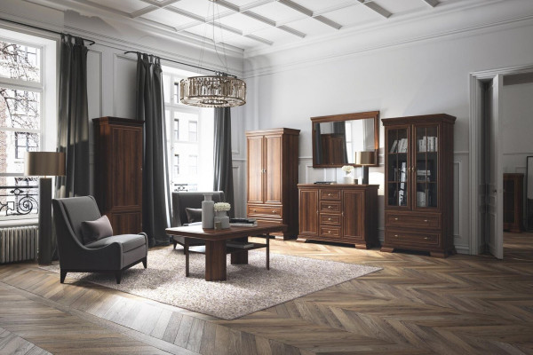 Suite Display case Chest of drawers 4 pcs. Wood Furniture Shelf Living room Wall unit Set Group
