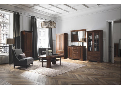 Suite Display case Chest of drawers 4 pcs. Wood Furniture Shelf Living room Wall unit Set Group