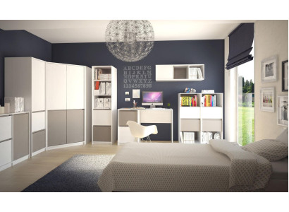 Children Youth Bedroom Complete Wardrobe Corner Cabinet Computer Desk 7 Pieces