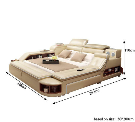 Leather Bed Beds Upholstery Double Multifunction 180x200 Leather Bed frame