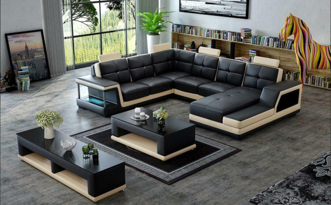 Living landscape U-shape Corner sofa Coffee table Sideboard Design Big Sofa new