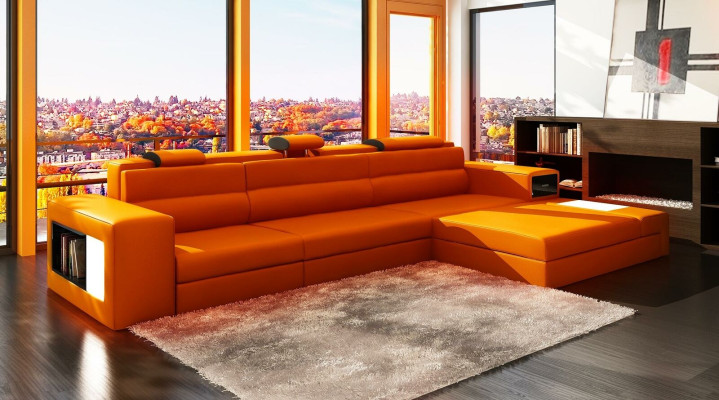 Corner sofa Leather sofa Living landscape L-shape Sofa Decorative Couch Upholstery Seat Corner