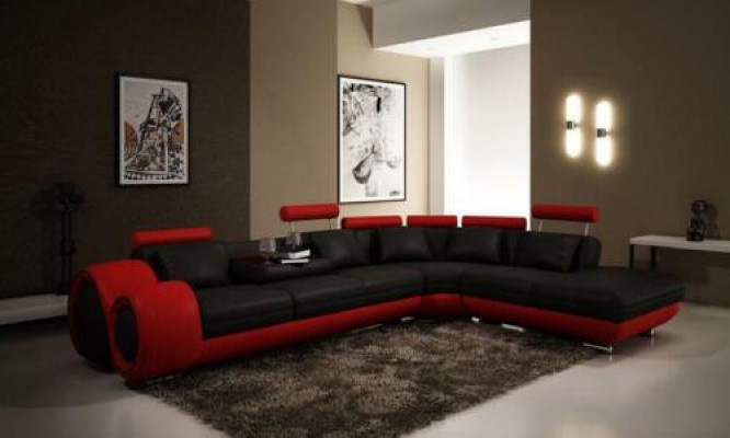 Corner sofa Sofa Couch Upholstery Living landscape Leather Sofas Suite L-shape