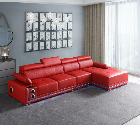 Couch Illuminated Leather Corner sofa L-shape Sound Led Boxes Modern