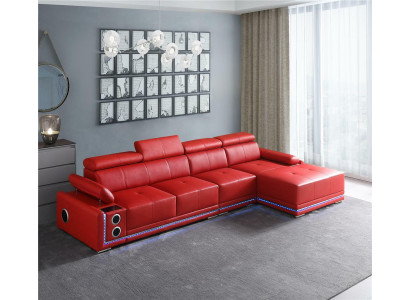 Couch Illuminated Leather Corner sofa L-shape Sound Led Boxes Modern