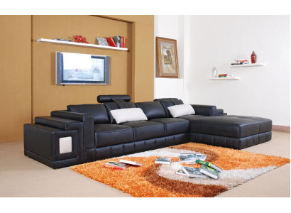 Corner sofa Leather Sofa Couch Upholstery Corner Living landscape Seat Suite L-shape