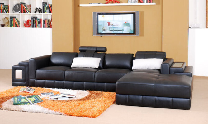 Corner sofa Leather Sofa Couch Upholstery Corner Living landscape Seat Suite L-shape