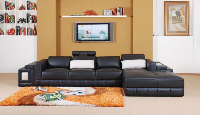 Corner sofa Leather Sofa Couch Upholstery Corner Living landscape Seat Suite L-shape