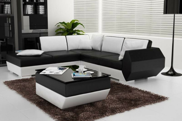 Corner sofa Leather sofa Upholstery Living landscape Couch Sofa Corner suite L-shape