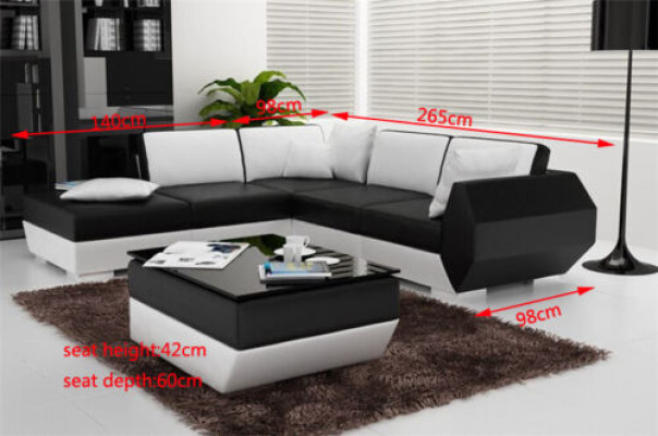 Corner sofa Leather sofa Upholstery Living landscape Couch Sofa Corner suite L-shape