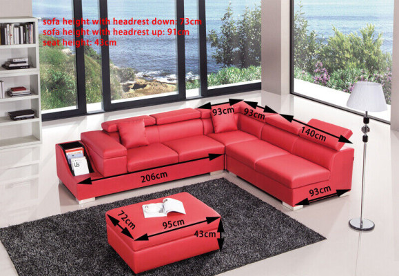 Corner sofa L-shape Sofa Couch Upholstery Sofas Living landscape Leather sofa Stool