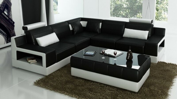 Designer Suite Sofa Couch Corner sofa with Stool Living landscape Upholstery