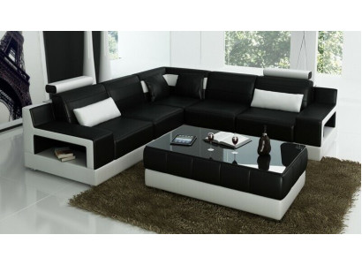 Designer Suite Sofa Couch Corner sofa with Stool Living landscape Upholstery